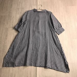 100 jpy start * ELLIFEeli Ferrie nen100 flax One-piece silver chewing gum check free size 