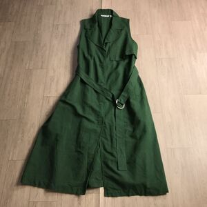 100 jpy start * UNIQLO JWANDERSONlinen, rayon Blend coat no sleeve One-piece green large size XXL