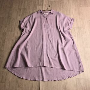 100 jpy start! CARINA weave cloth cotton tunic blouse width easy body type cover 