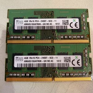 SKhynix DDR4 19200 1RX16 PC4 2400T 4GBX2枚セット(8GB)⑪