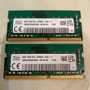 SKhynix PC4 25600 1RX8 DDR4 3200AA 8GBX2 pieces set (16GB)