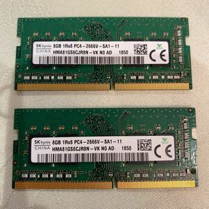 SKhynix 1RX8 PC4 21300 DDR4 2666V 8GBX2枚セット（16GB)②