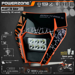 Powerzone ledモーターサイクルヘッドライト ktm exc sxf mx エンデューロ ダートバイク用スーパーモタードフェアリング