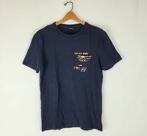 PoloRalphLauren 抜染 プリント ポケットTシャツ ネイビー Mサイズ ポロラルフローレン バックプリント ポケT ～00年代