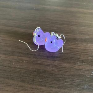 ハンドメイド ピアス ヒヨコ 新品 パープル