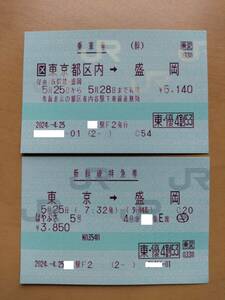 5 month 25 day ( earth ) Tohoku Shinkansen is ...5 number Tokyo ~ Morioka passenger ticket & designation seat special-express ticket window side seat *