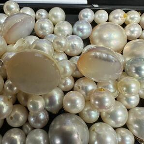 真珠まとめ 重量約200.1g パール 本真珠 淡水パール マベパール ルース アクセサリー 穴あき イミテーション 半円真珠 裸石 pearl 大量の画像5