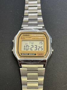 CASIO カシオ ALARM CHRONO アラームクロノ A158WE チープカシオ ゴールド文字盤 メンズ クオーツ 電池式 腕時計 動作確認済