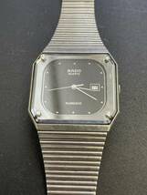 RADO ラドー FLORENCE フローレンス 129.3356.4 スクエア 3針 デイト ブラック文字盤 メンズ クオーツ 腕時計 動作未確認_画像1