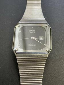 RADO ラドー FLORENCE フローレンス 129.3356.4 スクエア 3針 デイト ブラック文字盤 メンズ クオーツ 腕時計 動作未確認