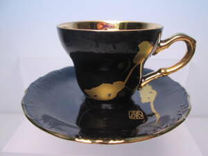 * Koransha [.] black / Gold small cup & saucer box less .