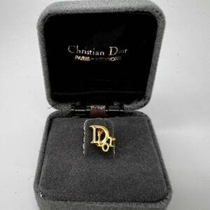 #2 未使用 Christian Dior クリスチャンディオール ロゴ ラペルピン タイピン ピンバッチ ゴールド ヴィンテージ ケース付き 保管品