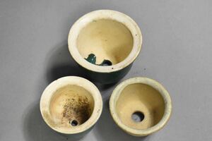 【英】A1245 時代 花盆3件 日本美術 植木鉢 骨董品 美術品 古美術 時代品