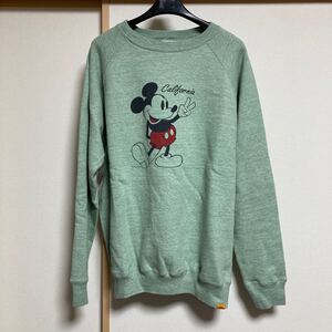 【美品】STANDARD CALIFORNIA×Disney 23AW スタンダードカリフォルニア×ディズニー ミッキープリントスウェット ヘザーグリーン Mサイズ