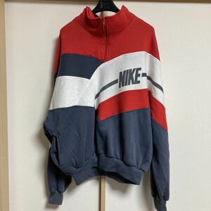 [ rare ]80s NIKE Nike half Zip pull over Vintage sweat silver tag M size Vintage old clothes 