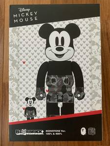 【新品未開封】ベアブリック BAPE Mickey Mouse Monotone Ver 100% & 400% 2体セット KAWS ミッキー Disney ディズニー Bathing Ape エイプ