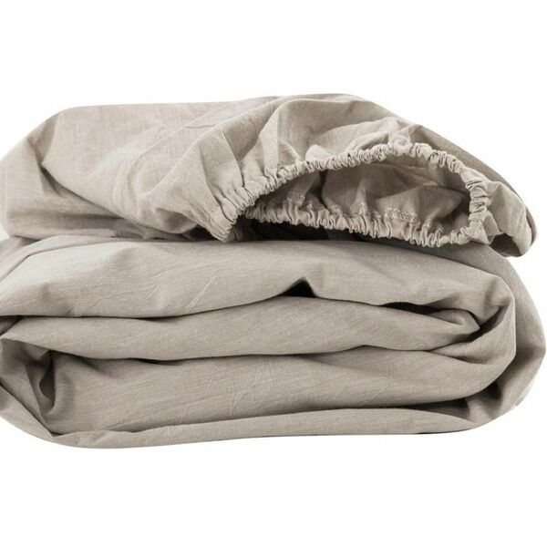 ボックスシーツ セミダブル ベッドシーツ オーガニックコットン 洗いざらしの綿100% マチ30㎝ BOXシーツ 防ダニ ベージュ
