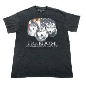 M 5ST★R 5STAR Tシャツ 柄 FREEDOM AMERICAN WAY 丸首 ブラック 半袖 リユース ultramto ts2272