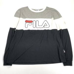 L FILA フィラ Tシャツ 丸首 グレー ホワイト ブラック 長袖 薄手 リユース ultramto ts2325