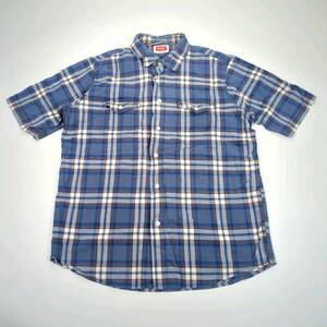 L Wrangler チェックシャツ ブルー 半袖 リユース ultramto sh0582