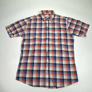 XL Levi's チェックシャツ オレンジ/ブルー系 半袖 リユース ultramto sh0604