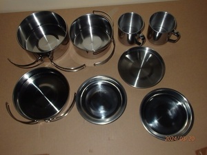  Solo camp necessary bulk buying . profit : fry pan, plate, glass, messtin 2., pocket portable cooking stove,..., cutting board ( anonymity delivery )