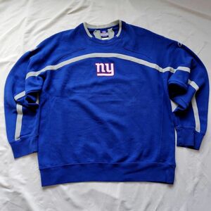 メンズXL NFL アメフト Reebok リーボック GIANTS NY トレーナー スウェット ブルー 青 裏起毛 オーバー