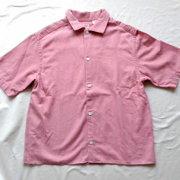 表記サイズS メンズL位 Levi's リーバイス 半袖シャツ ピンク色 綿 コットンシャツ 厚手 34 半袖　シャツ　L