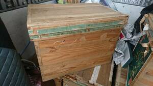 昭和レトロ　茶箱①　ブリキ貼り　木箱　道具箱　収納箱　衣装ケース