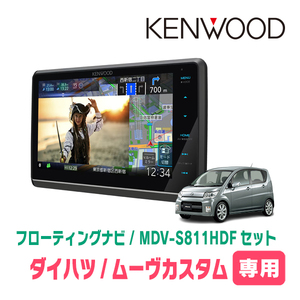 ムーヴカスタム(L175S・H18/10～H22/12)専用　KENWOOD/MDV-S811HDF+取付キット　フローティングナビセット