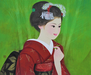 Art hand Auction ■Tatsuzo Shimizu■ [Maiko] Japanische Malerei, Größe 10, mit Unterschrift, Siegel und Aufkleber, garantiert authentisch, Malerei, Japanische Malerei, Blumen und Vögel, Tierwelt