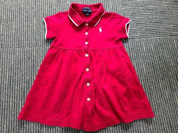 ラルフローレン 12-18M 美品 キッズ ワンピース 赤 レッド Ralph Lauren 女の子 女児用 子供服 半袖