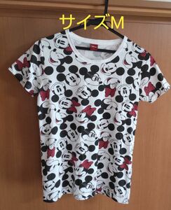 ディズニー ミッキーミニー柄 Tシャツ 半袖 半袖Tシャツ サイズM 