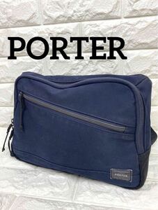 PORTER Porter front waist bag navy body back navy blue pouch men's shoulder bag 