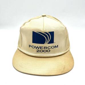 【00s】POWER COM 企業ロゴ トラッカーキャップ ホワイト/白 5パネル スナップバック プリントロゴ ヴィンテージキャップ 帽子