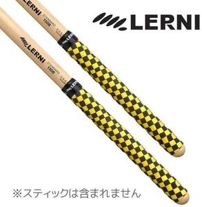 LERNI GT-CHE YEL/BLK チェッカー柄 (黄色/黒) ドラムスティック用 グリップテープ 4枚セット (2ペア分)