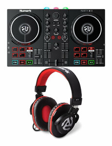  быстрое решение * новый товар * бесплатная доставка Numark Party Mix II+HF175 / LED вечеринка свет установка DJ контроллер + оригинальный DJ наушники 