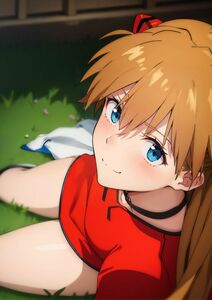 AA137 アスカ ラングレー asuka あすか エヴァンゲリオン EVA アニメ 同人 美少女 イラスト A4 ポスター 高画質 光沢紙 6色刷