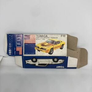  Tomica made in Japan blue box empty box F13 Pontiac Firebird Trans Am that time thing out of print 
