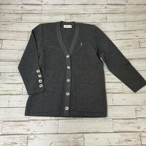 ★[240509-8K]【現状品】《カーディガン/イヴサンローラン》YVES SAINT LAURENT/サイズM/グレー/ニット/金ボタン