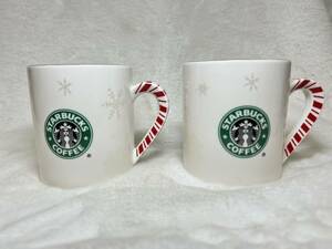 ★[240509-1MA]《コップ》Starbucks/スターバックスコーヒー/クリスマスマグカップ/旧ロゴ/2001年/バリスタ/barista/雪/結晶/美品/2個/