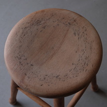 03083 古い丸椅子 / 木製スツール チェア 古家具 古道具 アンティーク ヴィンテージ 昭和レトロ_画像5