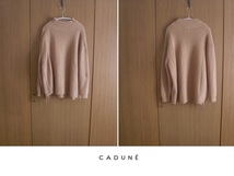 STORY 大草直子さん コラボ 定価約3.1万 CADUNE カデュネ リブ ニット ロングスカート スリット セットアップ キャメル ベージュ 38 新品_画像8