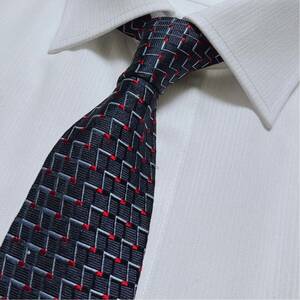 C7 HUGO BOSS Hugo Boss Italy made brand necktie necktie weave pattern Jaguar do navy navy blue!!