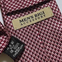 C67 美品!! MEN'S BIGI メンズビギ 日本製 ブランドネクタイ ネクタイ 総柄 織柄 ジャガード 光沢 ピンク!!_画像5