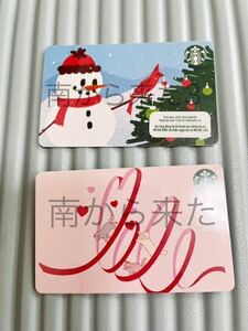 Starbucks スタバカード PIN未削 2024年日本未発売バレンタインの猫カードと2023スノーマン
