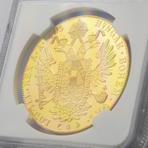 貴重なプルーフコイン PF66 ULTRA CAMEO オーストリア 4ダカット 金貨 1915年 フランツ・ヨーゼフ1世 NGC リストライク アンティークコイン_画像10