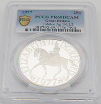 PR69DCAM 1977年 イギリス シルバージュビリー 馬上のエリザベス2世 即位25周年記念 英国 PCGS アンティーク モダンコイン 投資_画像7