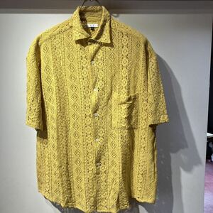  unused A.V.V short sleeves geometrical pattern. race shirt mustard wide Silhouette retail price ¥7,990-ito gold 