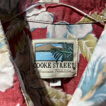 老舗ブランド COOKE STREET ビンテージ　コットンアロハシャツ MADE IN HAWAII ハワイアンシャツ リバースプリント　ポケット柄合わせ 赤_画像3